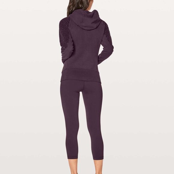 EUC Lululemon Scuba Hoodie IV *Floral Flock, Sz 4, BLACK CHERRY - Picture 3 of 14